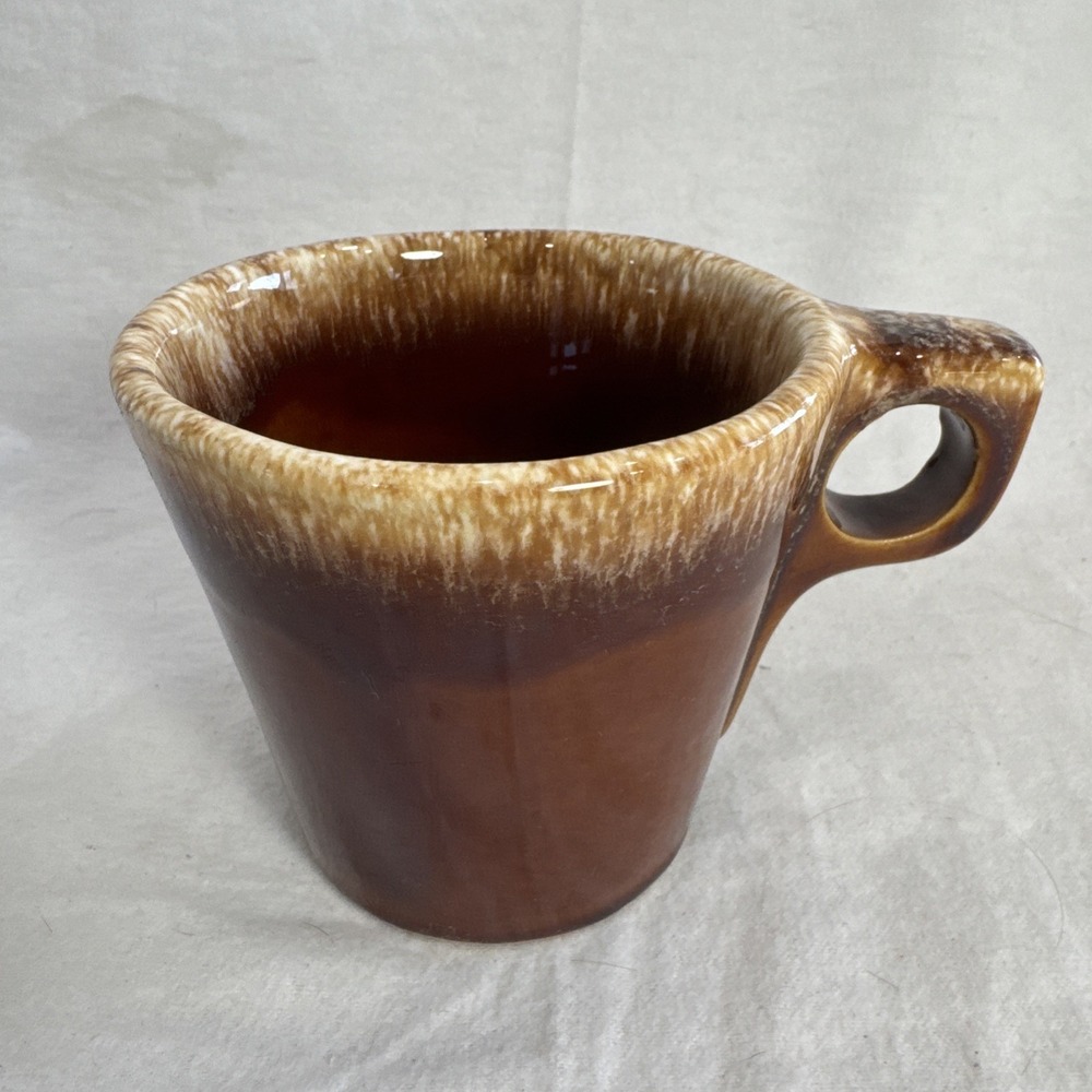 Vintage Brown Drip Glaze Coffee Mug Cup by Hull USA Ovenproof 12 Ounce Signed